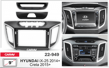 22-949 Рамка 9" HYUNDAI Creta 2015+; iX-25 2014+