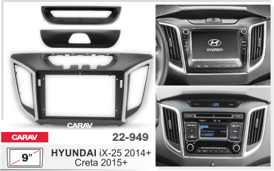 22-949 Рамка 9" HYUNDAI Creta 2015+; iX-25 2014+