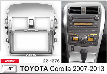 22-1276 Рамка 9" TOYOTA COROLLA 2007-2013 (с воздуховодами