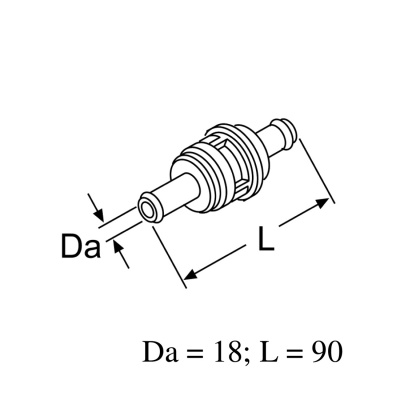 Клапан обратный (пластик) Da = 18 mm, L = 90 mm,1319250A/109557 