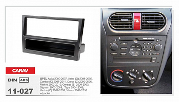 11-027 Рамка 1DIN OPEL Astra 2000-2003,Corsa 2000-2006,Agila 2000-2007, Omega 1994-2004 (с карманом)